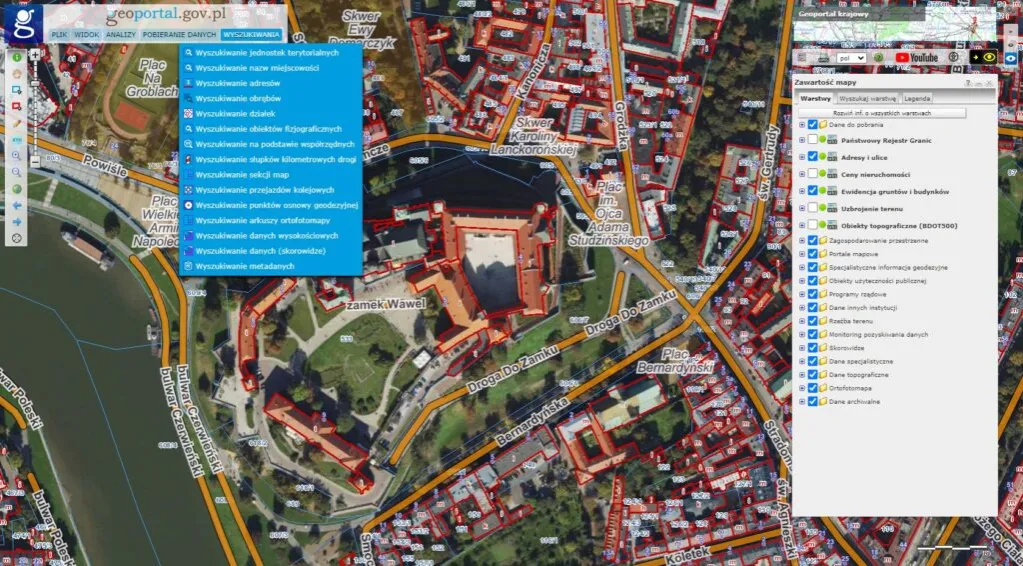 Geoportal Polska interfejs