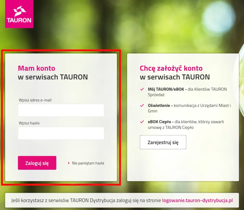 Mój Tauron logowanie, formularz wniosku online