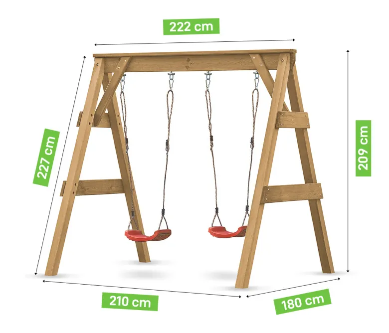 schemat huśtawki ogrodowej z kant&oacute;wek wymiary