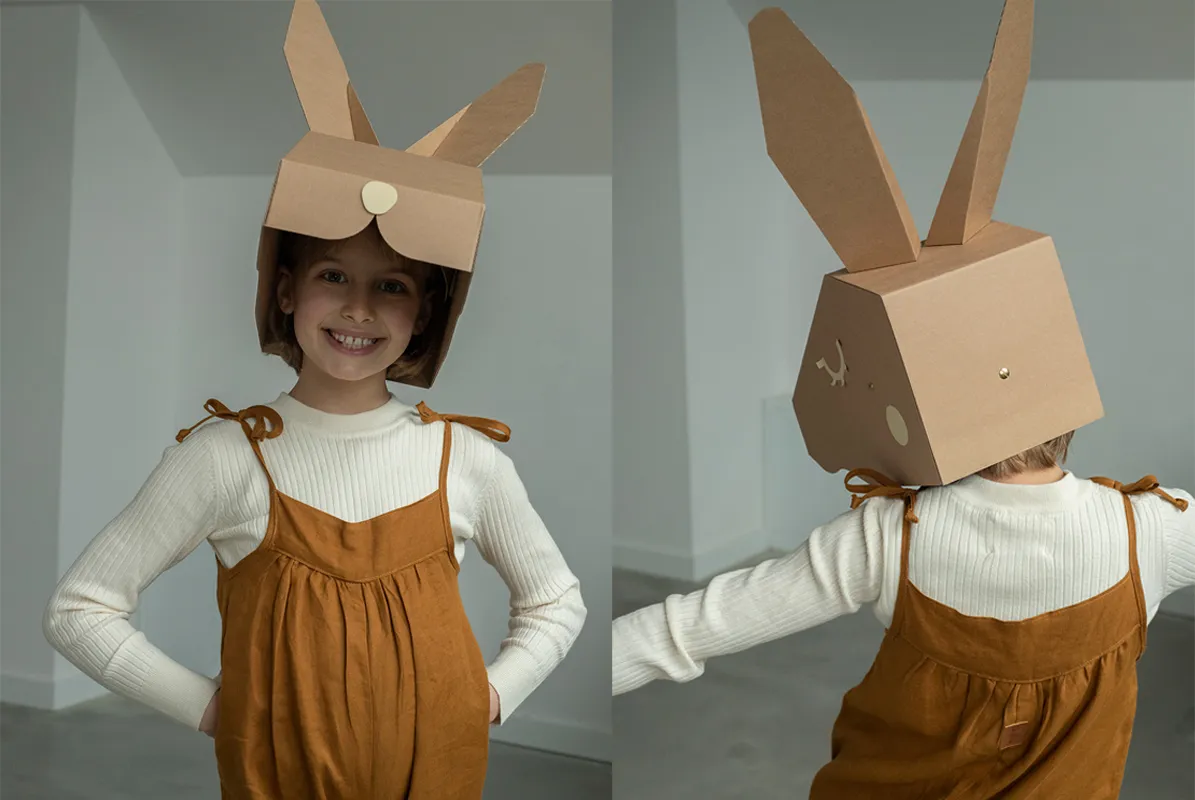 dziecko w stroju zająca DIY