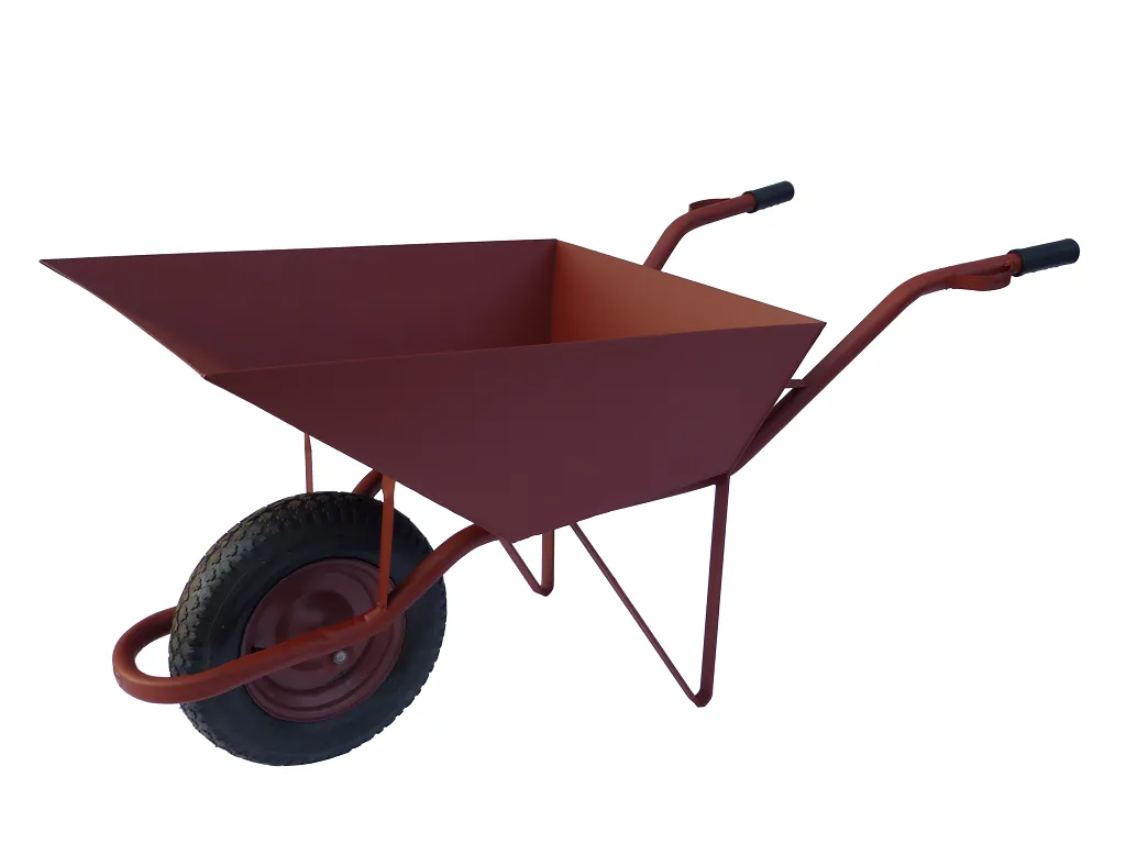 Taczka budowlana z żwirem i miarka