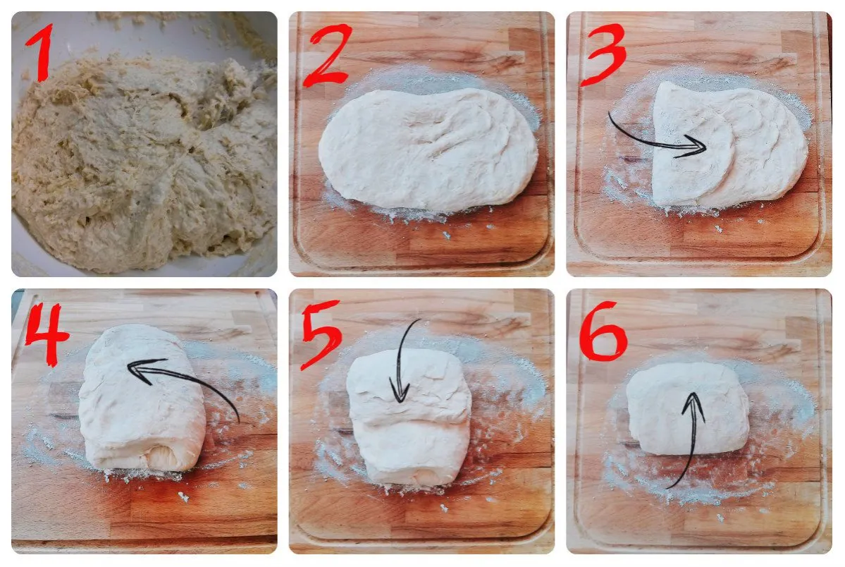 Masa de pizza antes y después de levar en un bol