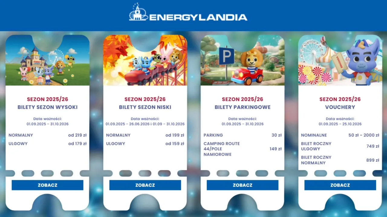 Energylandia cennik bilet&oacute;w dwudniowych i sezonowych por&oacute;wnanie
