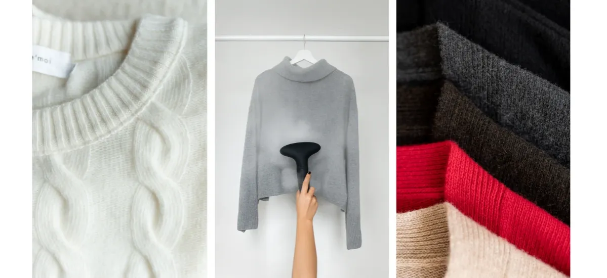 kobieta ratująca skurczony sweter kaszmirowy