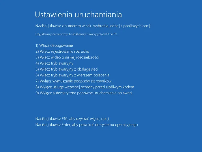 Windows 10 tryb awaryjny ekran opcji zaawansowanych