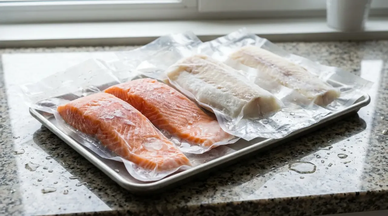Prawidłowo zapakowana ryba do zamrażarki