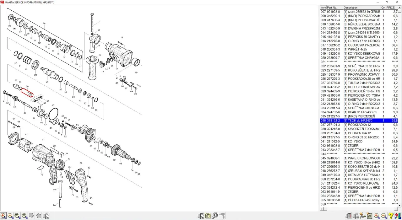 Makita HR2470 schemat budowy