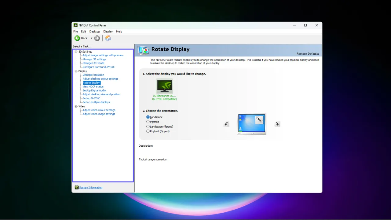panel sterowania nvidia amd intel obr&oacute;t ekranu windows 11