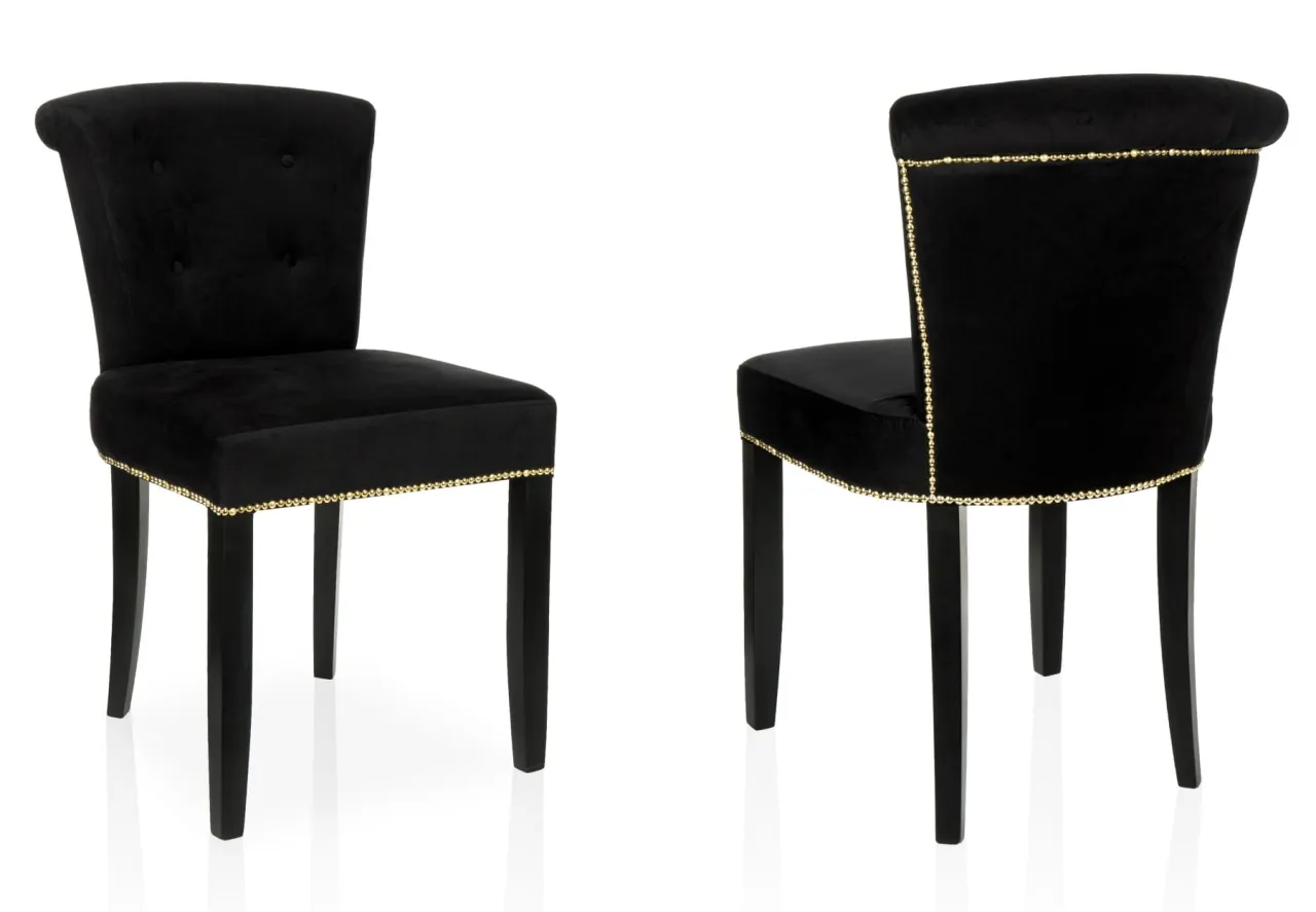 krzesła welurowe do czarnego stołu glamour