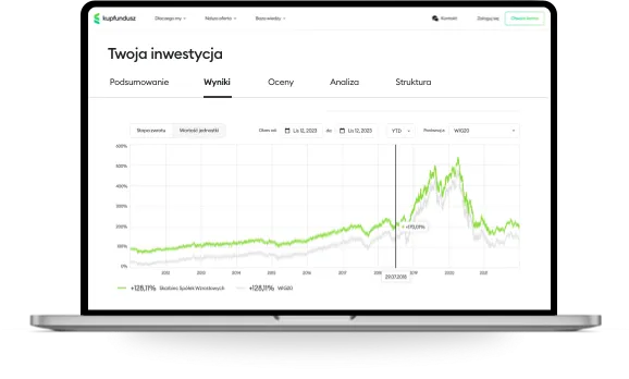 porównanie platform inwestycyjnych, wykresy, laptop