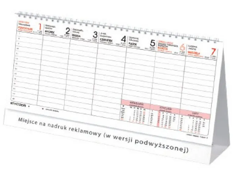 kalendarz z zaznaczonymi przerwami w terminach administracyjnych