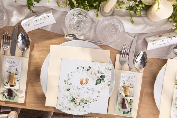 dekoracje na st&oacute;ł chrzciny w domu styl boho