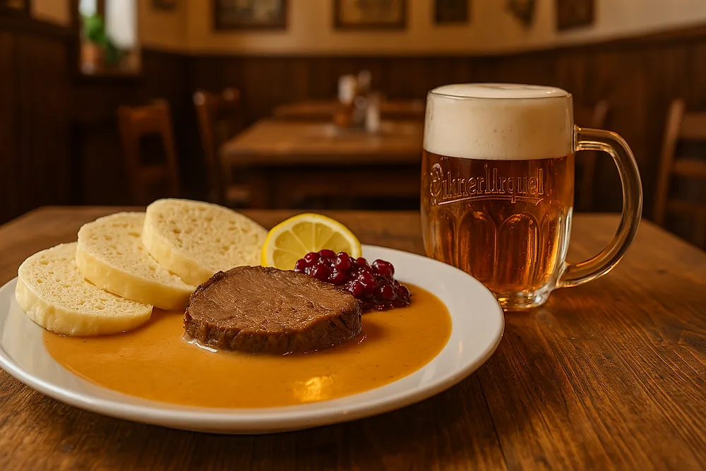 Tradycyjne czeskie jedzenie piwo