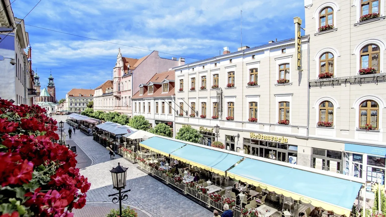Gniezno restauracja widok katedra
