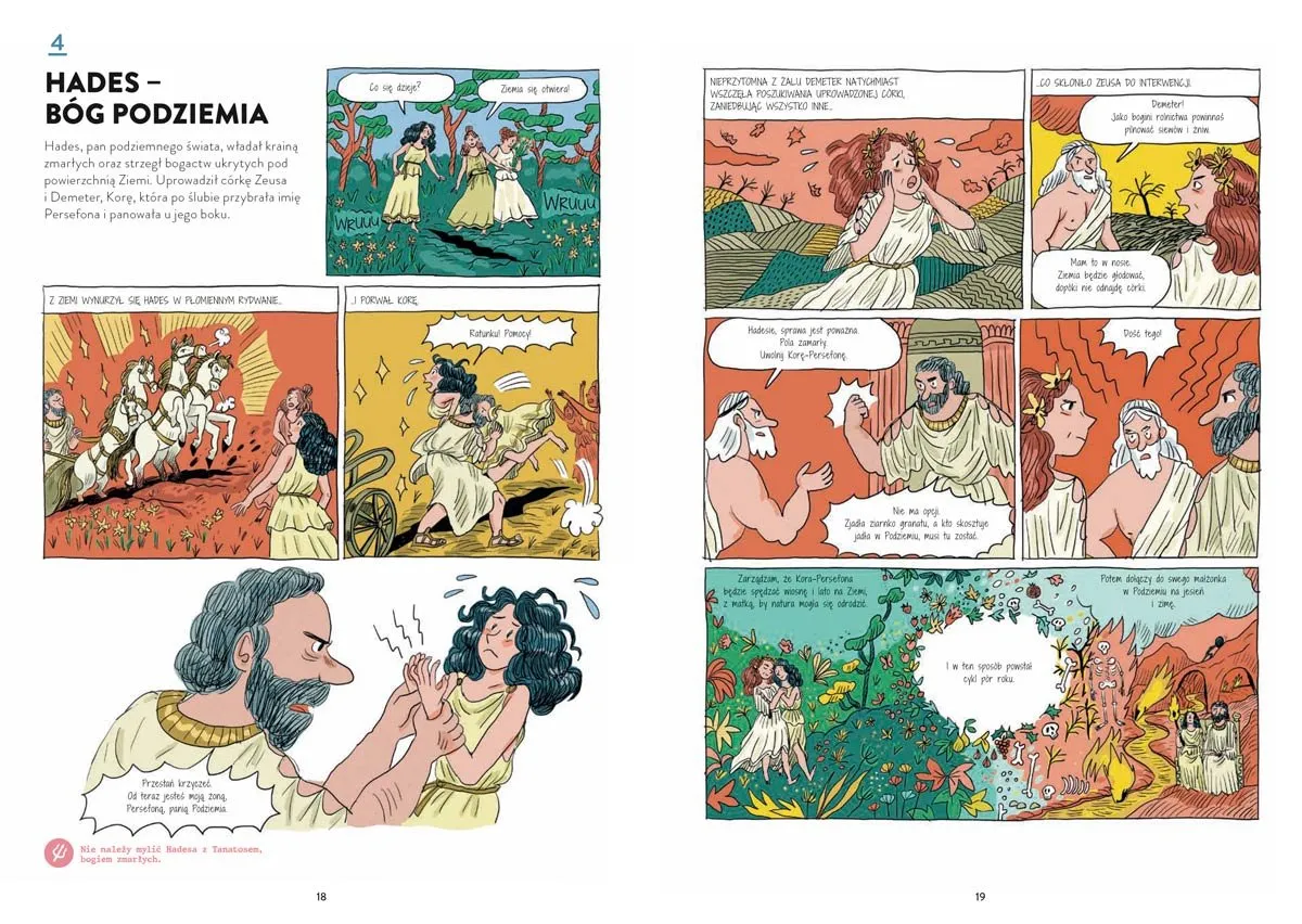 Komiks o Hadesie, kt&oacute;ry porywa Persefonę, boginię wiosny, i czyni ją swoją żoną. Opowieść o miłości, stracie i cyklu natury.