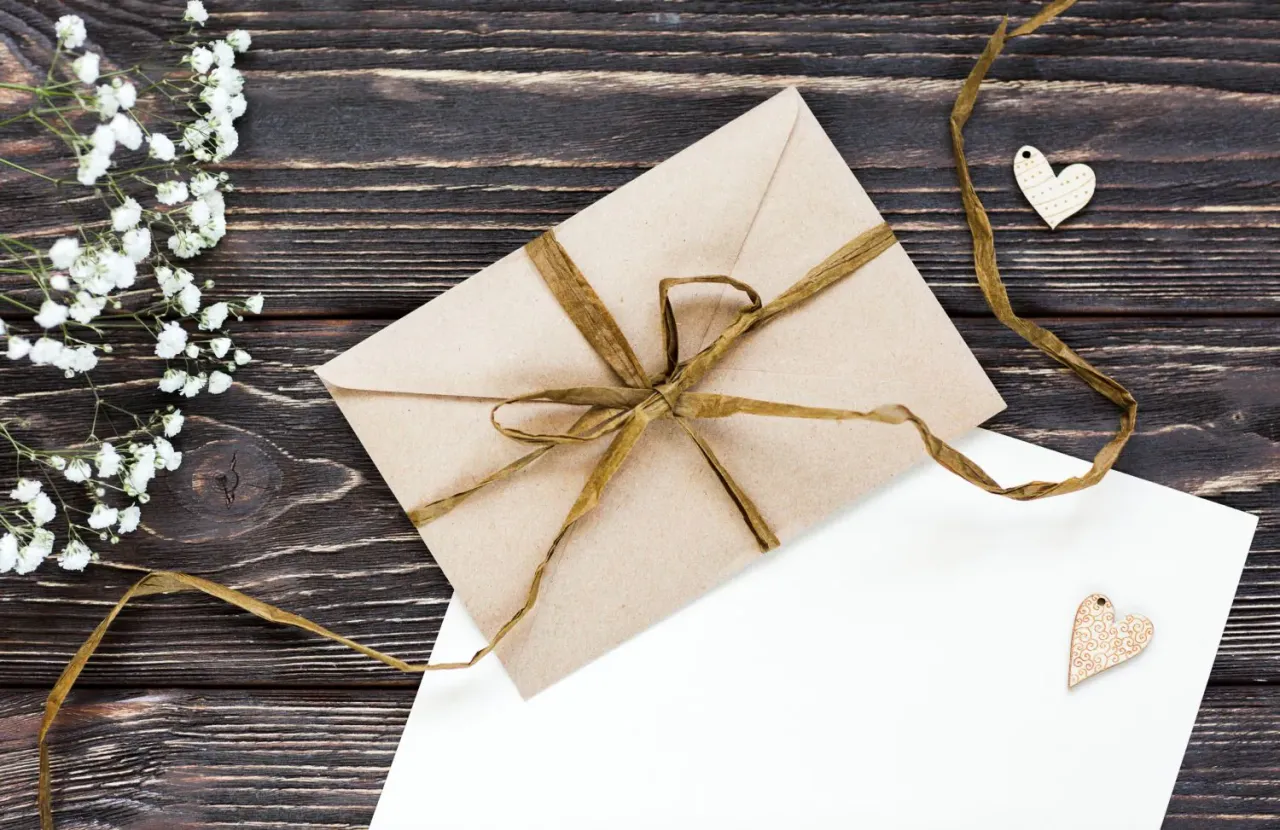 elegancka koperta ślubna z napisem