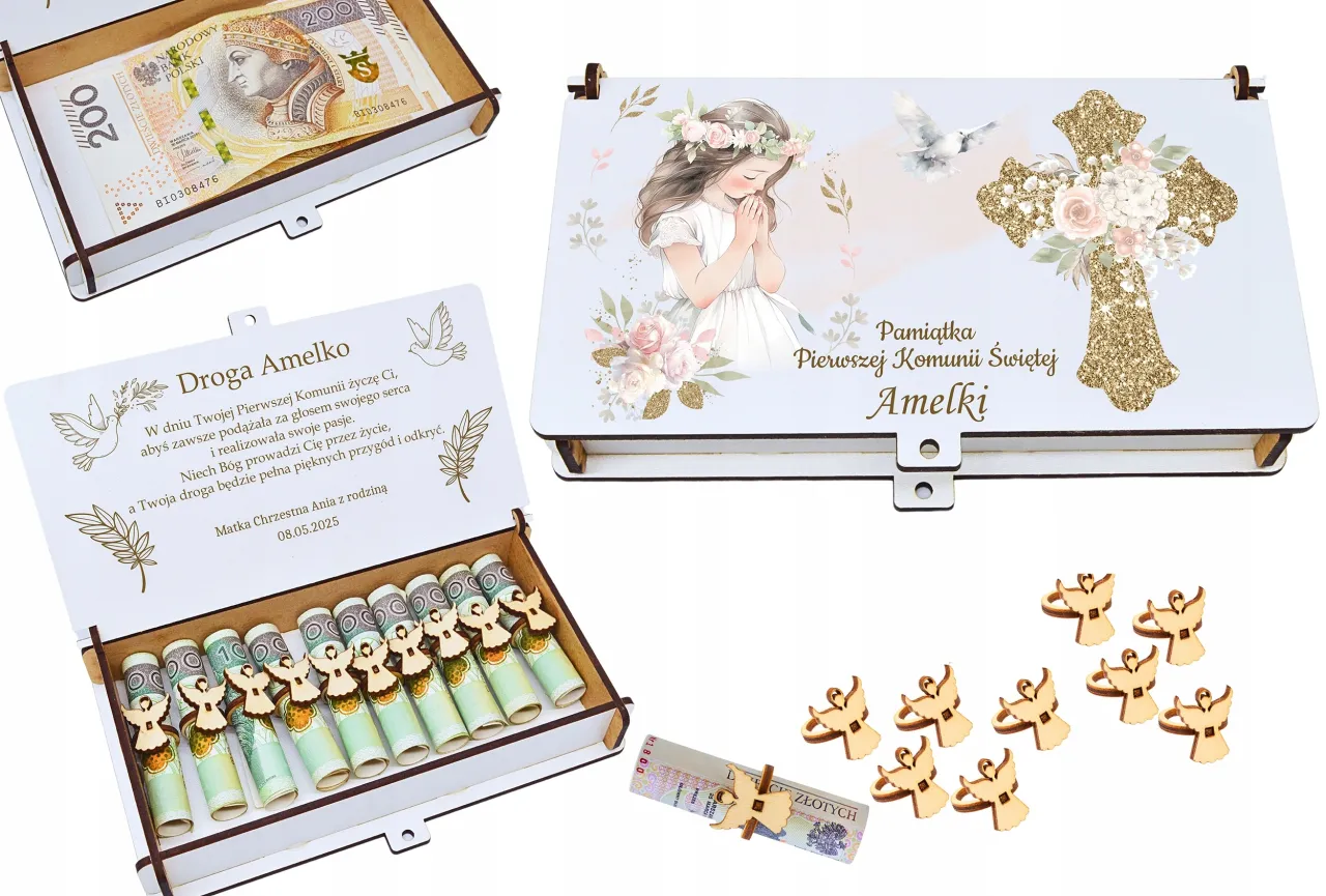 stresująca matka chrzestna przed komunią z kopertą