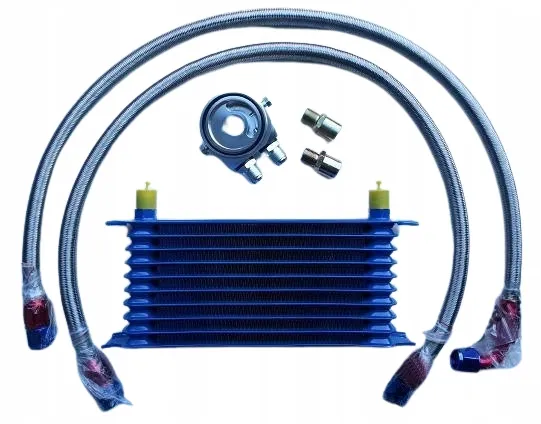 zestaw chłodnicy oleju samochodowej z podstawką i przewodami