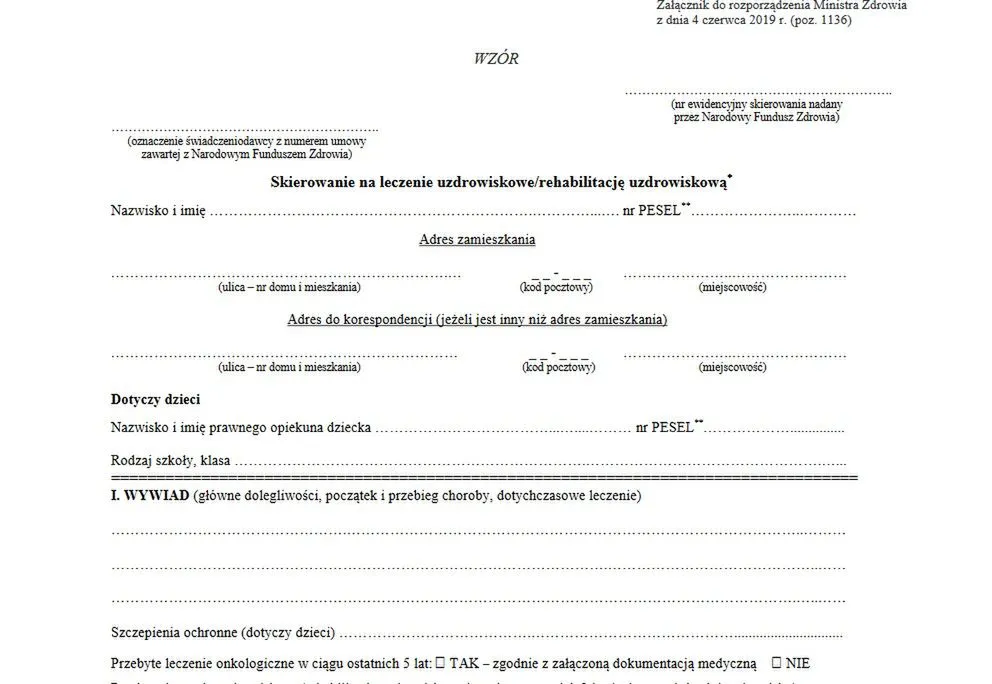 proces uzyskania skierowania do sanatorium NFZ