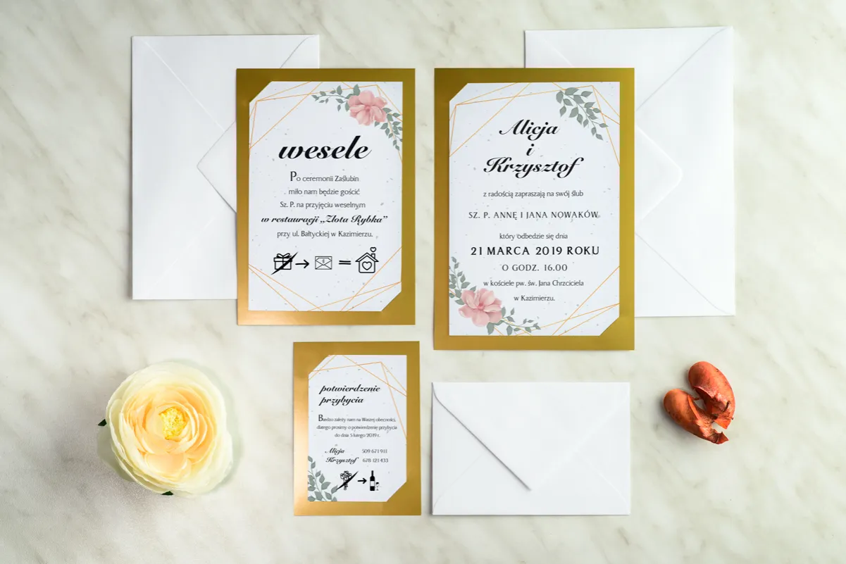 Przykłady zaproszeń ślubnych z akapitami