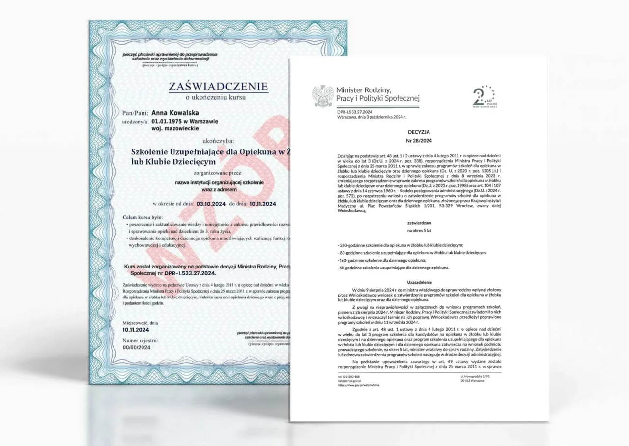 Harmonogram pracy opiekunki w żłobku