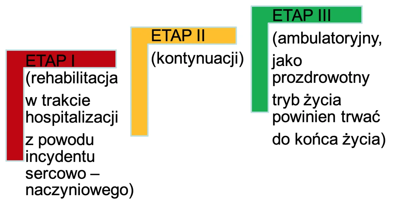 Etapy rehabilitacji kardiologicznej infografika