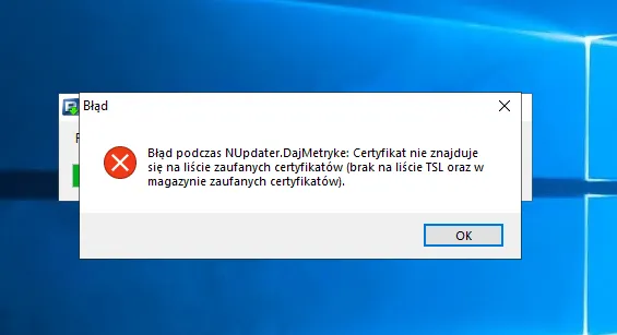 Płatnik błąd certyfikatu
