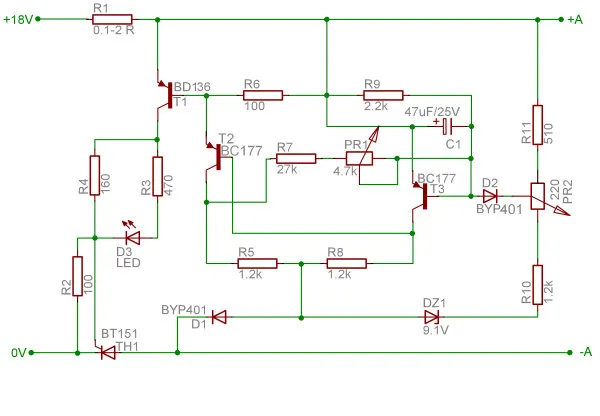 schemat działania prostownika samochodowego
