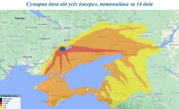 Mapa lokalizacji Zaporoskiej Elektrowni Jądrowej na Ukrainie
