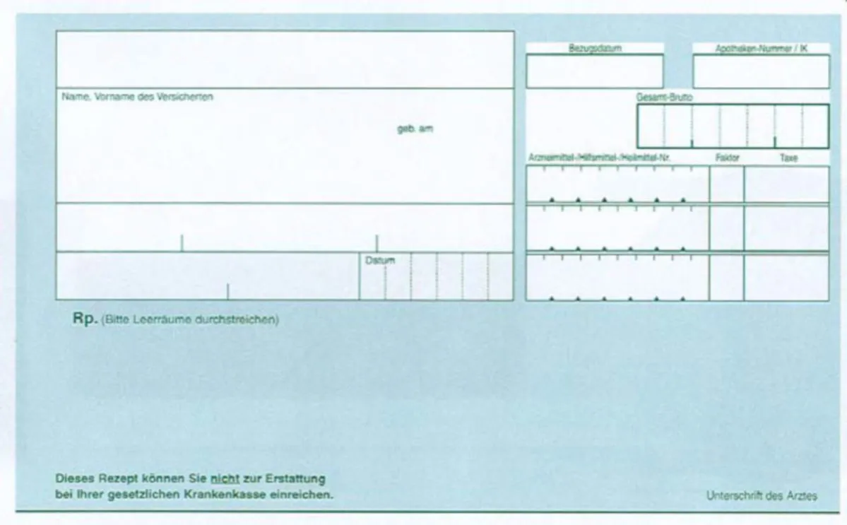 Privatrezept Vorlage Deutschland Pflichtangaben