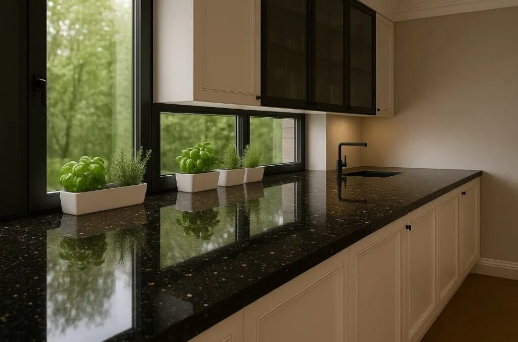 kuchnia blat z parapetem aranżacje kącik śniadaniowy strefa robocza