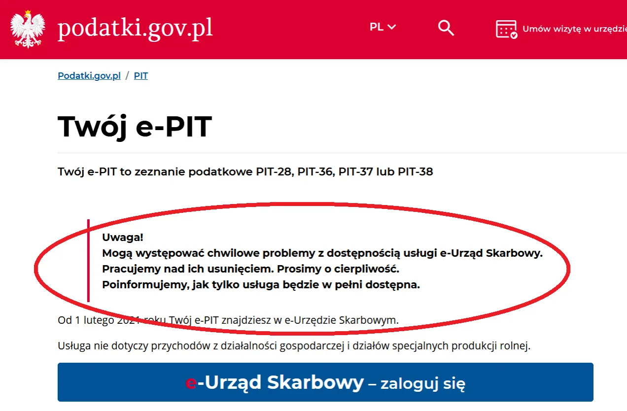 Błędy logowania Tw&oacute;j e-PIT