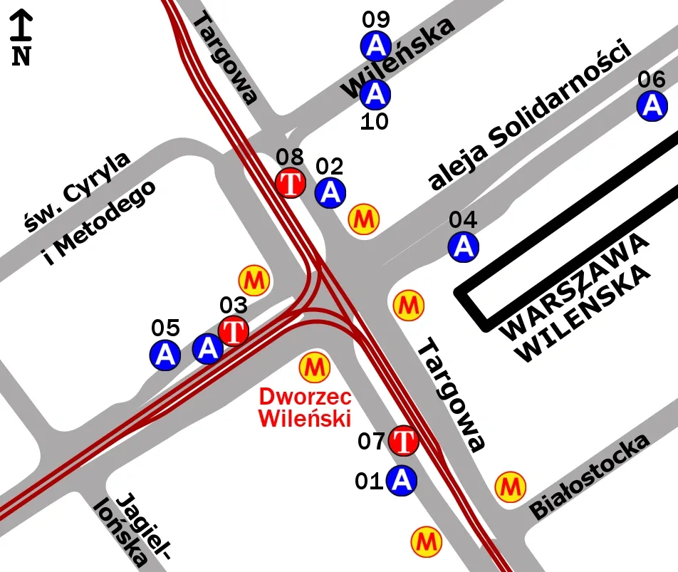 Dworzec Wileński Warszawa okolice przystanki