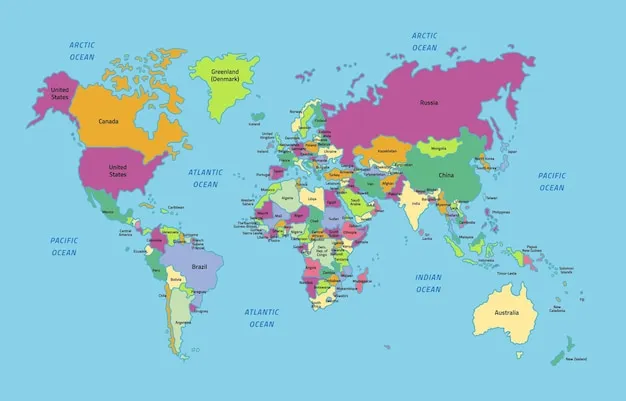 Mapa świata z zaznaczonymi ciepłymi krajami w lutym