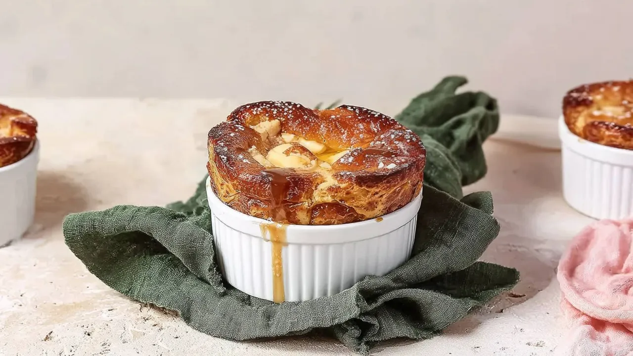 fertiger Brotpudding mit Vanilleso&szlig;e