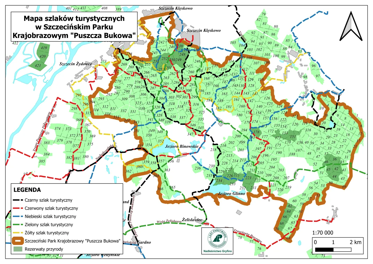 szlaki turystyczne Puszcza Bukowa mapa
