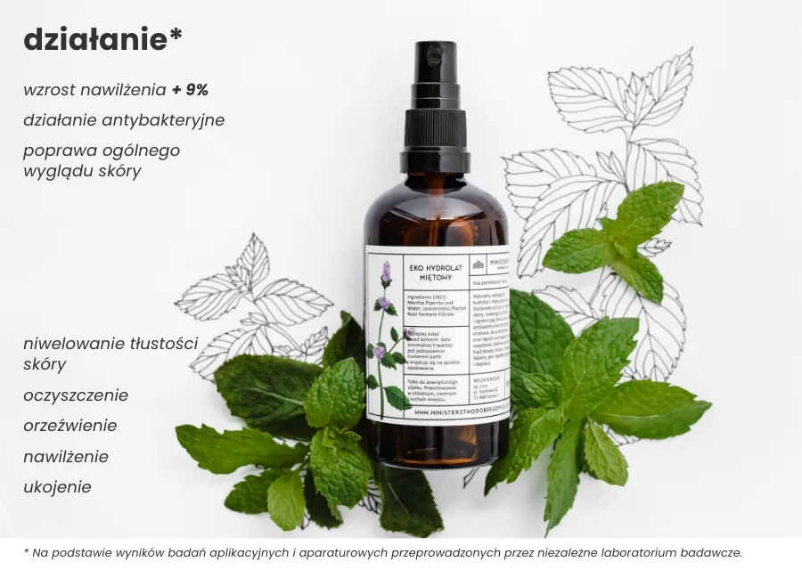 Składniki hydrolatów do cery trądzikowej i etykiety