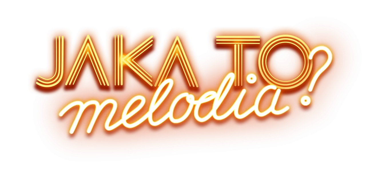 Jaka to melodia? &ndash; neonowy napis w kolorze złoto-pomarańczowym, sugerujący muzyczną zagadkę.