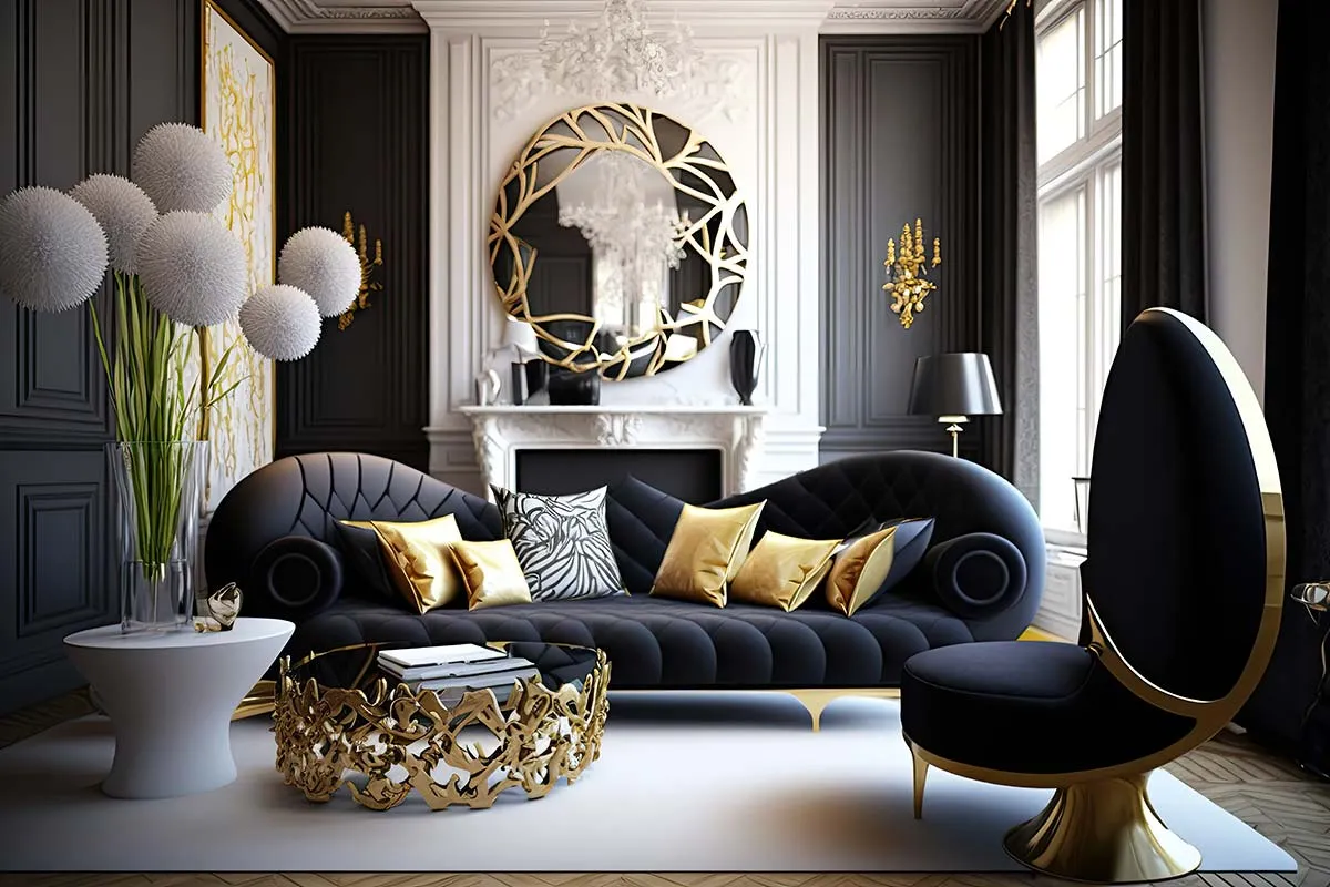 Zdjęcie Salon w stylu glamour: 7 kroków do luksusowego wnętrza