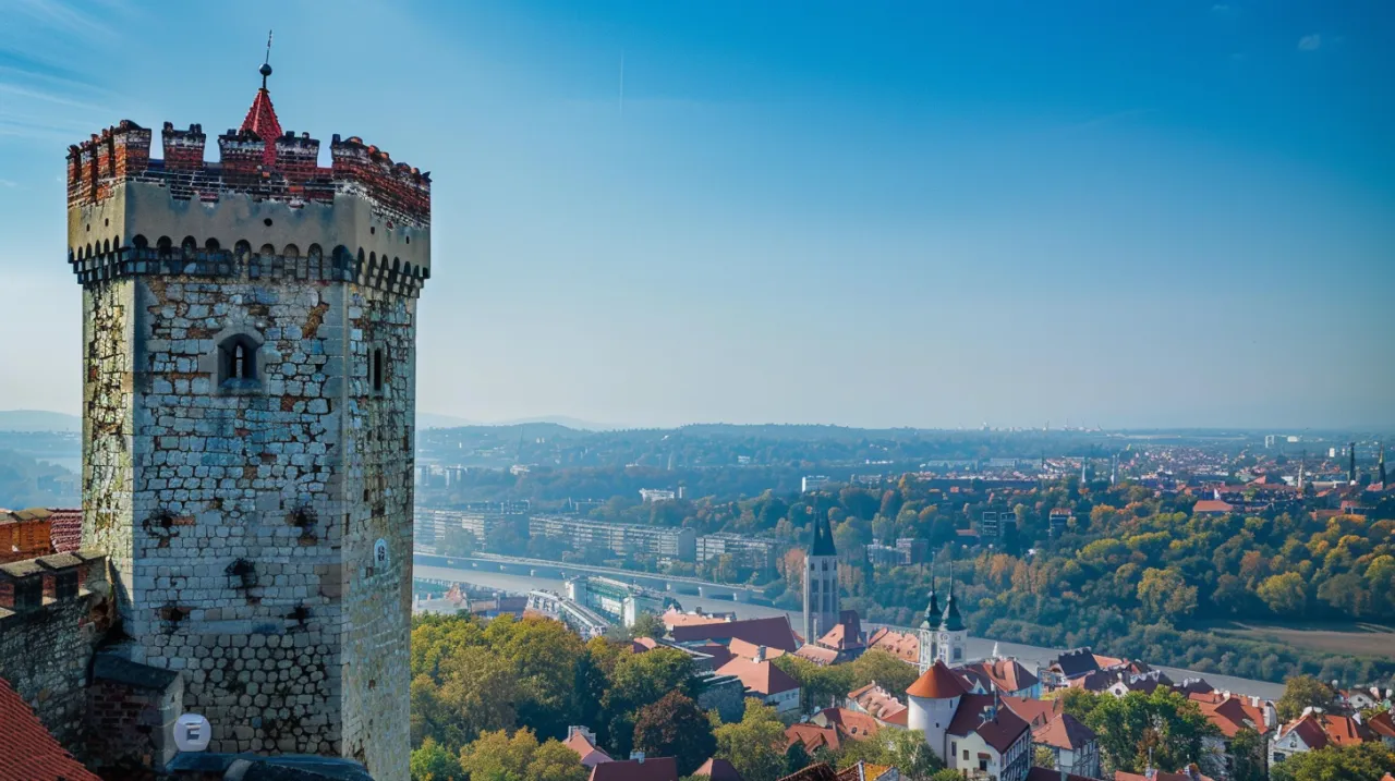Zdjęcie Cieszyn: Wieża Piastowska - Symbol miasta z widokiem na Czechy