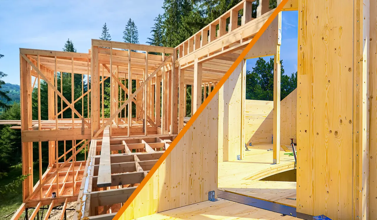 domy drewniane szkieletowe z bali CLT porównanie
