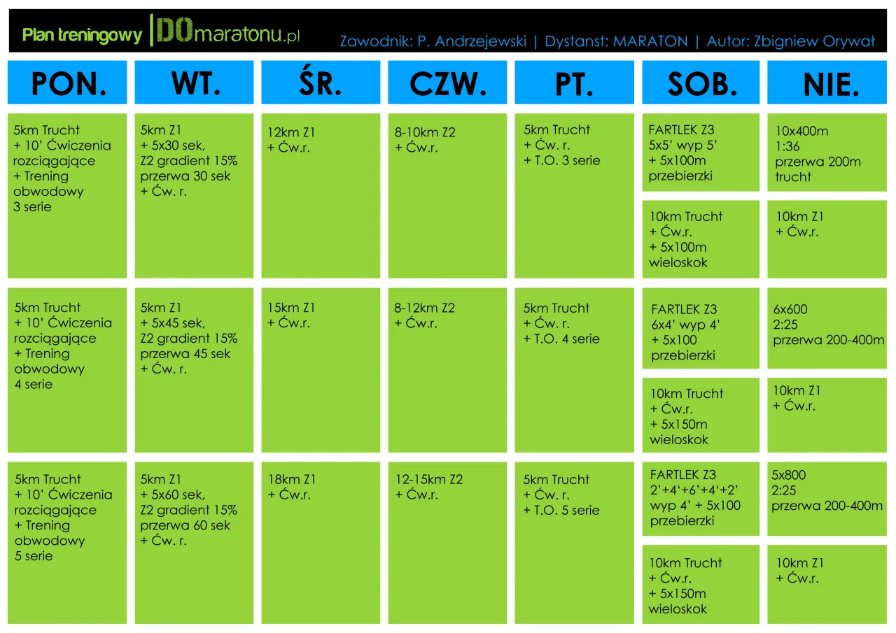 planowanie treningu obwodowego schemat