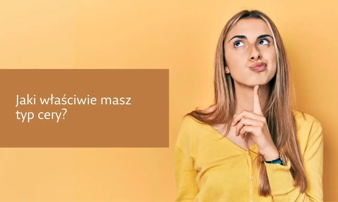 kobieta dotyka twarzy, zastanawia się nad typem cery