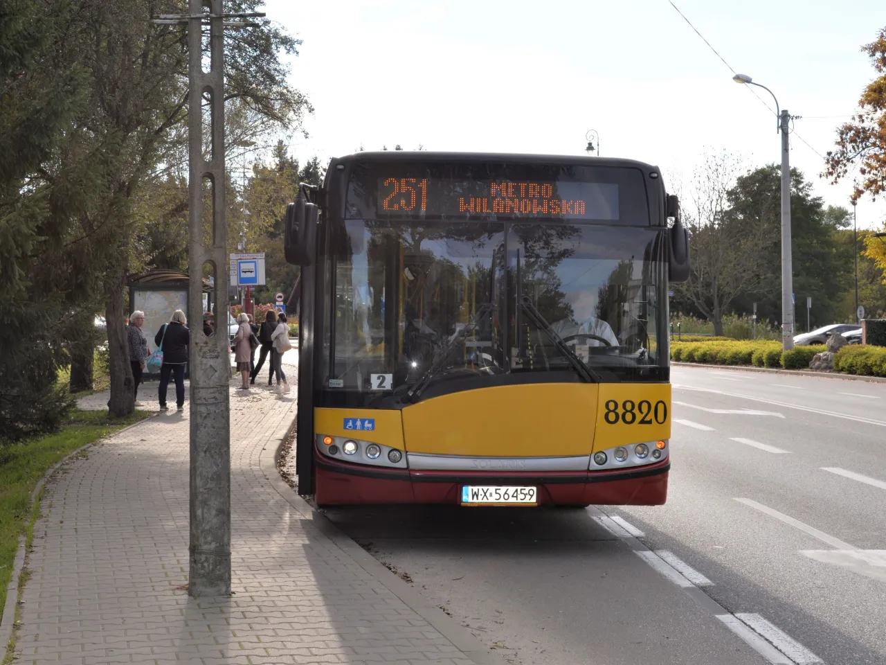 Mapa trasy autobusu 251 ZTM Warszawa Metro Wilanowska Konstancin