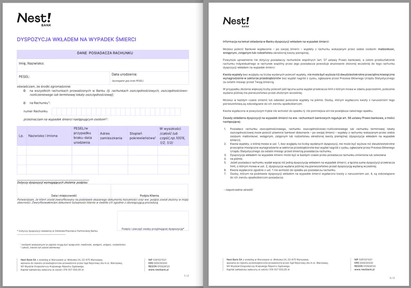 dokumenty bankowe po śmierci lub wnętrze banku