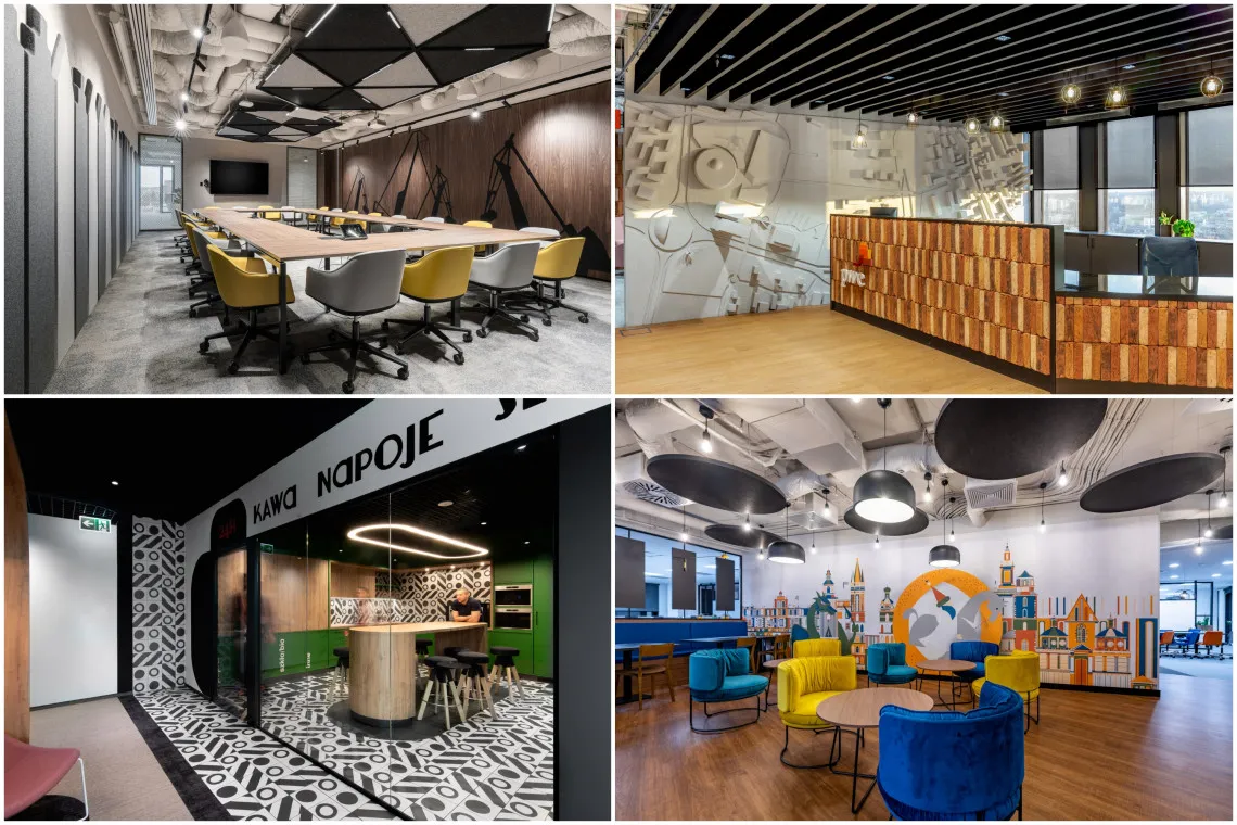 Przykłady stylizacji środowiskowej w biurach i sklepach w Polsce