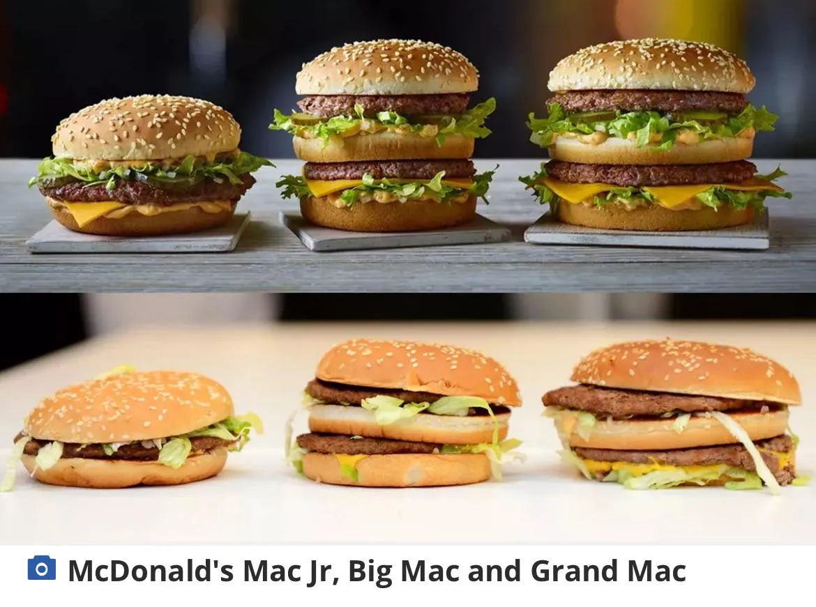 por&oacute;wnanie wielkości burgera z McDonald's i rzemieślniczego