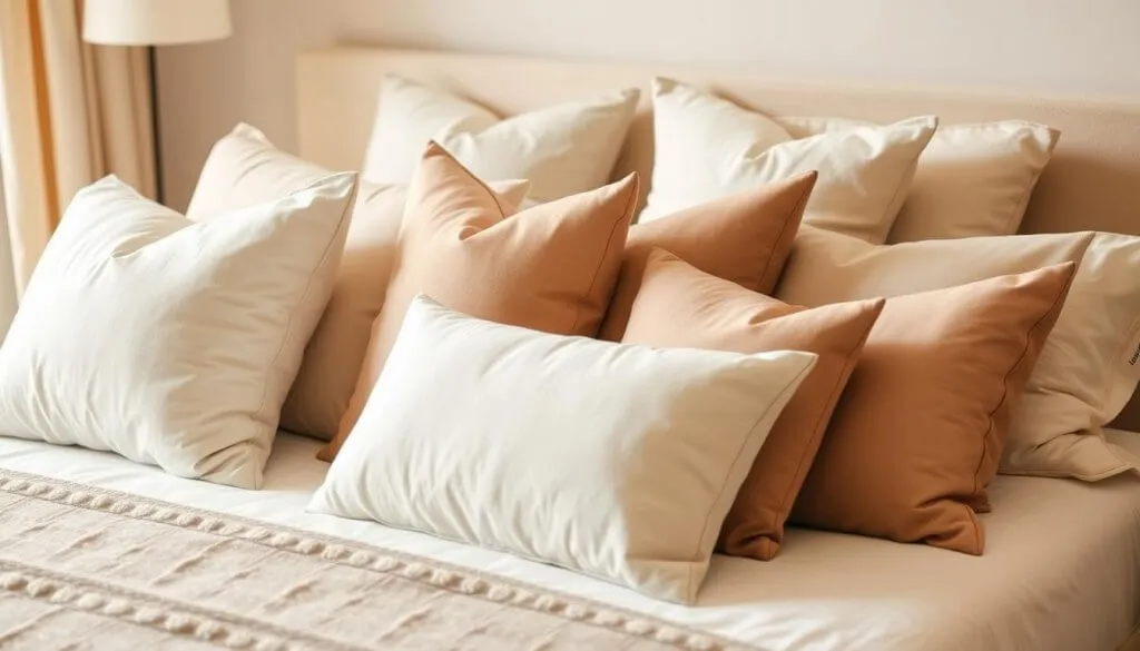 r&oacute;żne schematy układania poduszek na ł&oacute;żku