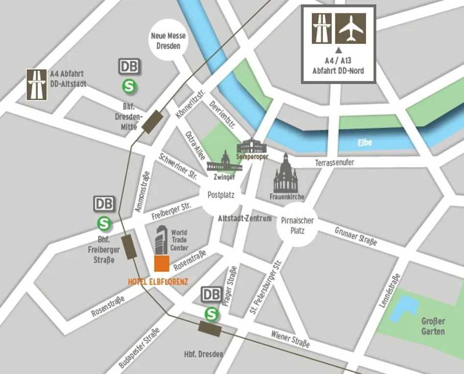 Dresden Altstadt Hotels Übersichtskarte