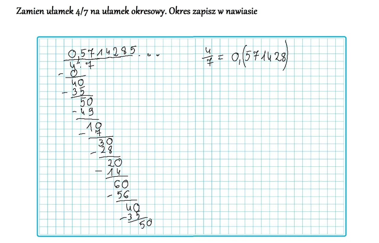 ułamek okresowy przykład zapis